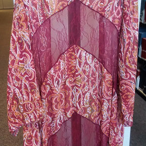 Xhilaration Duster fringed Kimono w/lace XL/XXL